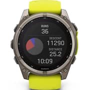 Garmin 010-02907-21 Fenix 8 Solar Smartwatch Sapphire, Titanium With AMP Yellow/Graphite Silicone Band