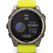Garmin 010-02907-21 Fenix 8 Solar Smartwatch Sapphire, Titanium With AMP Yellow/Graphite Silicone Band