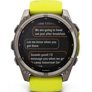 Garmin 010-02907-21 Fenix 8 Solar Smartwatch Sapphire, Titanium With AMP Yellow/Graphite Silicone Band