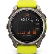 Garmin 010-02907-21 Fenix 8 Solar Smartwatch Sapphire, Titanium With AMP Yellow/Graphite Silicone Band