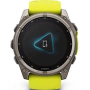 Garmin 010-02907-21 Fenix 8 Solar Smartwatch Sapphire, Titanium With AMP Yellow/Graphite Silicone Band