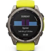 Garmin 010-02907-21 Fenix 8 Solar Smartwatch Sapphire, Titanium With AMP Yellow/Graphite Silicone Band