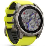 Garmin 010-02907-21 Fenix 8 Solar Smartwatch Sapphire, Titanium With AMP Yellow/Graphite Silicone Band
