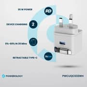 Powerology GaN Dual Port Charger 75cm White
