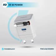 Powerology GaN Dual Port Charger 75cm White