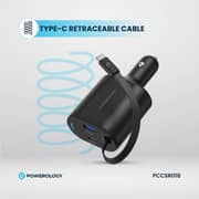 Powerology Dual Port Car Charger 1m Black