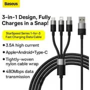 Baseus 3-in-1 USB Micro Type-C Lightning Cable 1.2m Black