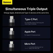 Baseus 3-in-1 USB Micro Type-C Lightning Cable 1.2m Black