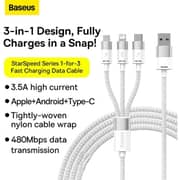 Baseus 3-in-1 Fast C/Data Cable 1.2m White