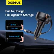 Baseus Car Charger C+Retractable iP Cable Black