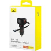Baseus Car Charger C+Retractable iP Cable Black
