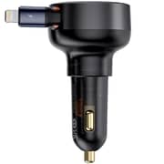 Baseus Car Charger C+Retractable iP Cable Black