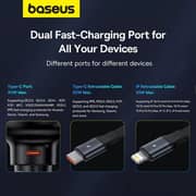 Baseus Car Charger C+Retractable iP Cable Black