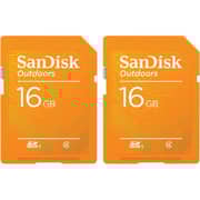 SanDisk Outdoors SD Memory Card 16GB Orange 2 Pack SDSDBNN-016G-AW6V2