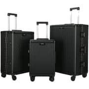 Viptour 3 Pcs Hard Side Luggage Trolley Black
