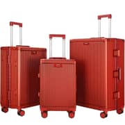 Viptour 3 Pcs PC Hard Side Luggage Trolley Set With Cup Holder Wine