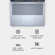 Dell Inspiron 2-in-1 Convertible (2024) Laptop - 1st Series / Intel Core 5-120U / 14inch FHD+ / 512GB SSD / 8GB RAM / Shared Intel Graphics / Windows 11 Home / English Keyboard / Ice Blue / International Version - [I7440-5311BLU-PUS]