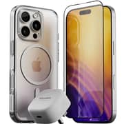 Bluepebble Case Clear with Tempered Glass & Charger iPhone 16