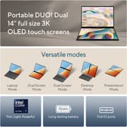 Asus Zenbook Duo (2025) Ultrabook - 2nd Series / Intel Core Ultra 7-255H / 14inch 3K / 1TB SSD / 32GB RAM / Shared Intel Arc Graphics / Windows 11 Home / English & Arabic Keyboard / Inkwell Gray / Middle East Version - [UX8406CA-OLED7]