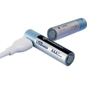 Powerology USB-C Rechargeable Lithium-Ion AAA Battery Silver/Blue