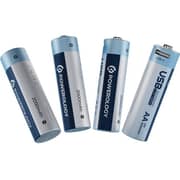Powerology USB-C Rechargeable Lithium-Ion AA Battery Silver/Blue