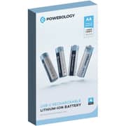 Powerology USB-C Rechargeable Lithium-Ion AA Battery Silver/Blue
