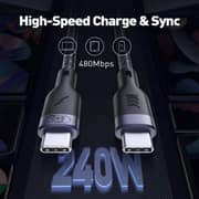 Joda Type-C to Type-C Nylon Braided Charging Cable 2m – Black