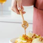 Nava Misty Silicone Honey Dipper With Wooden Handle 1pc