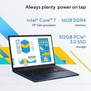 Asus Vivbook 15 (2025) Laptop - 13th Gen / Intel Core i7-1355U / 15.6inch FHD / 512GB SSD / 16GB RAM / Shared Intel Iris Xe Graphics / Windows 11 Home / English & Arabic Keyboard / Quiet Blue / Middle East Version - [X1504VA-NJ121W]