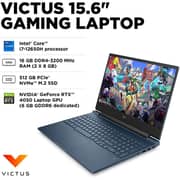 HP Victus Gaming (2022) Laptop - 12th Gen / Intel Core i7-12650H / 15.6inch FHD / 512GB SSD / 16GB RAM / 6GB NVIDIA GeForce RTX 4050 Graphics / Windows 11 Home / English Keyboard / Performance Blue / International Version - [15-FA1163DX]