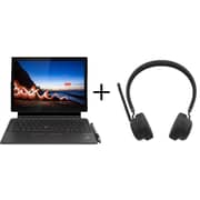 Lenovo ThinkPad X12 Detachable Gen 2 (2025) AI PC - 1st Series / Intel Core Ultra 7-164U / 12.3inch FHD+ / 1TB SSD / 32GB RAM / Shared Intel Graphics / Windows 11 Pro / English & Arabic Keyboard / Black / Middle East Version - [21LK002AGR] + LB310 Headset