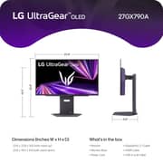 شاشة إل جي ألترا جير للألعاب مقاس 27 بوصة شاشة OLED دقة QHD ومعدل تحديث 480 هرتز مع تقنية DisplayHDR لون أسود 400 27GX790AB