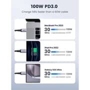 سلك يوجرين USB-C إلى USB-C طول 3 متر، لون أسود