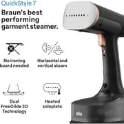 Braun QuickStyle 7 Portable Steam Iron, 1600W, 0.25L , Fast Heat-up, Black, GS7077BK