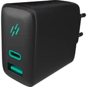 Heatz Dual Port Fast Charger With Type C to C Cable 1m Black