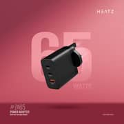 Heatz Fast Charging Power Adapter With Type C To Type C Cable Black
