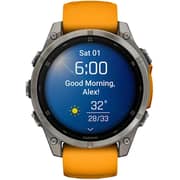 Garmin 010-02904-11 Fenix 8 Smartwatch Sapphire Titanium With Spark Orange/Graphite Band