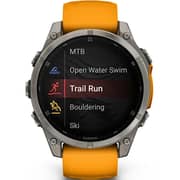 Garmin 010-02904-11 Fenix 8 Smartwatch Sapphire Titanium With Spark Orange/Graphite Band