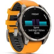 Garmin 010-02904-11 Fenix 8 Smartwatch Sapphire Titanium With Spark Orange/Graphite Band