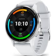 Garmin 010-02784-00 Venu 3 Smartwatch Silver Stainless Steel Bezel With Whitestone Case and Silicone Band
