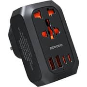 Porodo 1 Pc Travel Adaptor Black