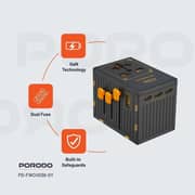 Porodo 1 Pc Travel Adaptor Black