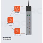 Porodo PD-FWCH045-BK 4-Way Extension Cord 3000W