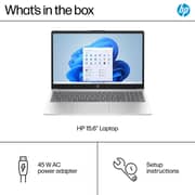 HP (2022) Laptop - 12th Gen / Intel Core i7-1255U / 15.6inch FHD / 512GB SSD / 16GB RAM / Shared Intel Iris Xe Graphics / Windows 11 Home / English Keyboard / Natural Silver / International Version - [15-FD0107DX]