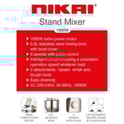Nikai Mixer with Stainless Steel Bowl and 5 Speed Settings – NSM500A