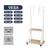 BEETEC Mobile TV Stand With Wheels White