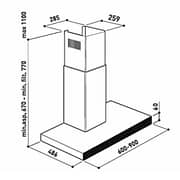 SANMICA SMH90TIX 90cm Built-In Chimney Cooker Hood, 3-Speed Push Button, 420 m³/h Extraction, LED Lighting, Stainless Steel Finish Made in Italy