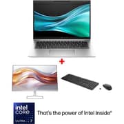 HP EliteBook 840 (2025) Laptop - 1st Series / Intel Core Ultra 7-155U / 14inch WUXGA / 512GB SSD / 16GB RAM / Shared Intel Graphics / Windows 11 Pro / English Keyboard / Silver / Middle East Version -[9G7Y0ES] + Keyboard & Mouse + 94C21AS Monitor