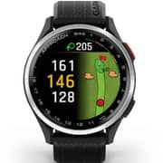Garmin 010-03009-00 Approach S44 Golf Smartwatch Silver Aluminum Bezel With Black Silicone Band