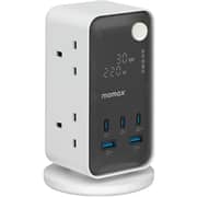 Momax US21UKW 1-Charge Flow 6 Outlet Digital Display Power Tower with USB Ports 35W